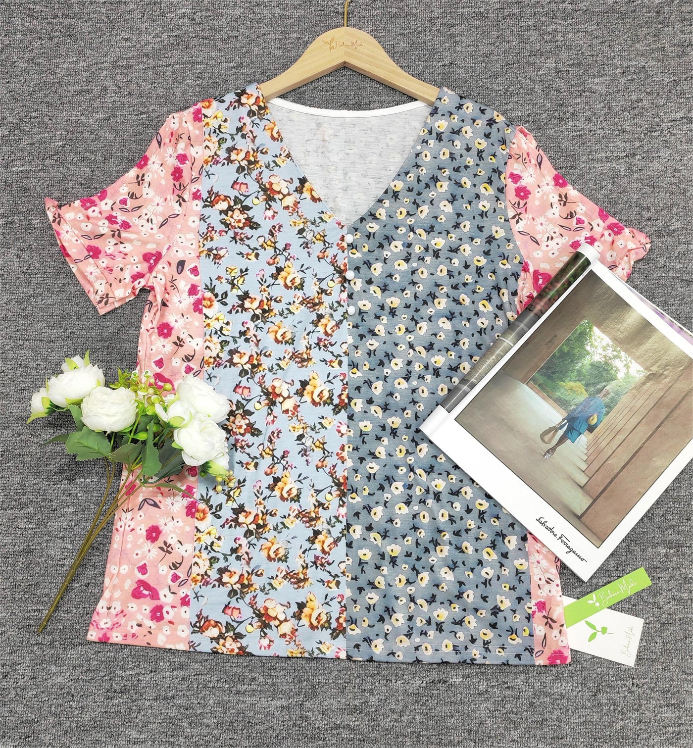 FallStil® - Kurzärmeliges Retro-Top mit Druck