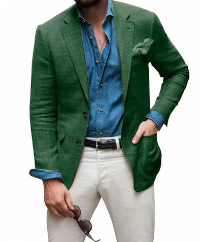 Jon - herren  leinen blazer strand hochzeit casual tailored fit solide farbe einreihig zwei knöpfe