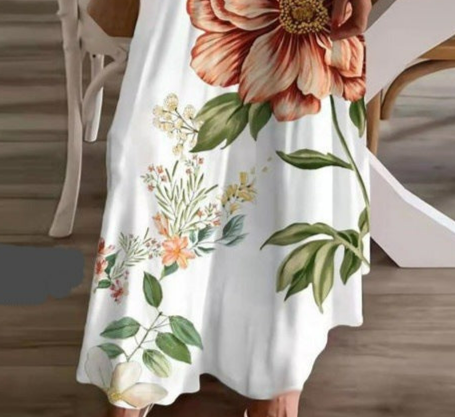 Myrtle - Elegantes langes Kleid mit Blumenmuster - sommerlich, V-Ausschnitt, ärmellos Baumwollmischung