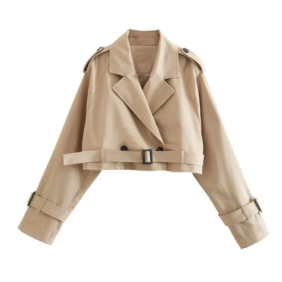 Modische Cropped Trenchcoat Jacke für Frauen - Alvira