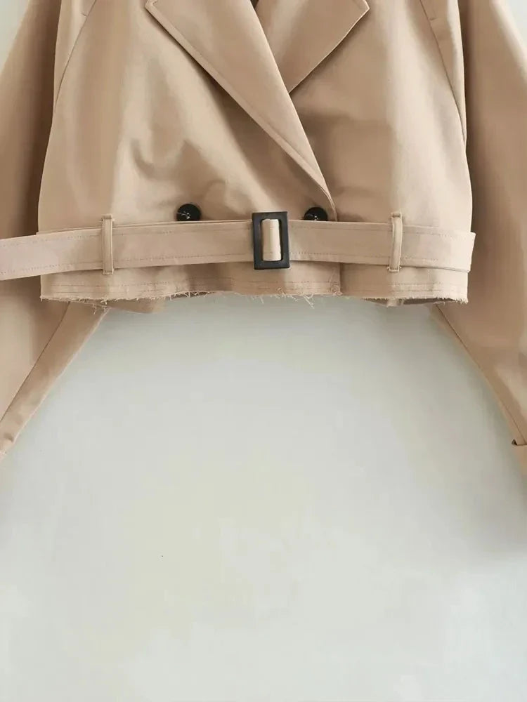 Modische Cropped Trenchcoat Jacke für Frauen - Alvira